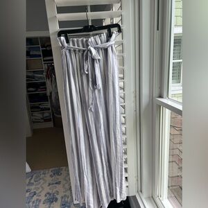 Blue and white flowy summer beach pants